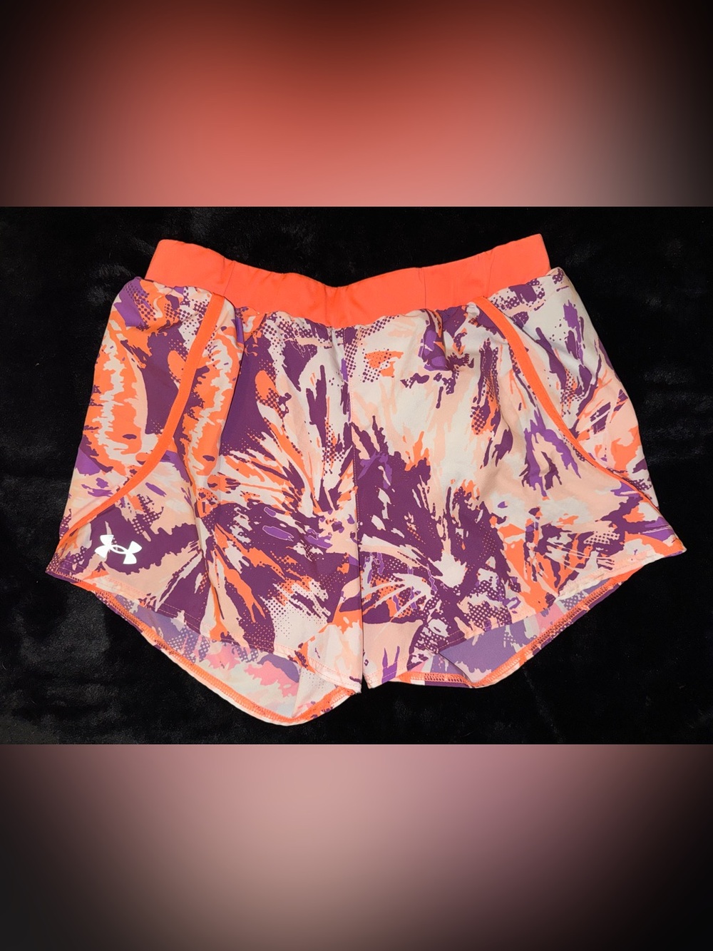 Under Armour Women’s Neon Orange and Purple Print Athletic Shorts